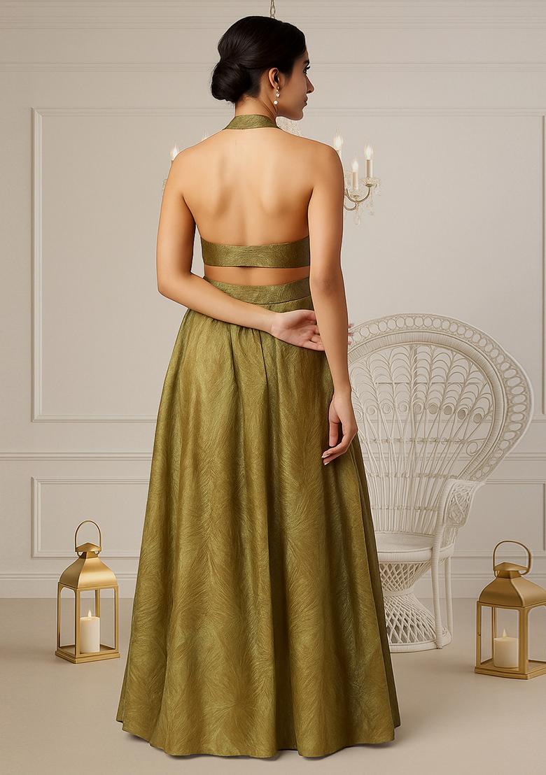 Multicolor Printed Organza Lehenga Set - Indya