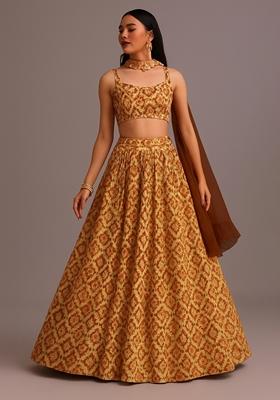 Multicolor Printed Georgette Lehenga Set
