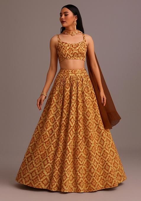 Multicolor Printed Georgette Lehenga Set — view on Indya