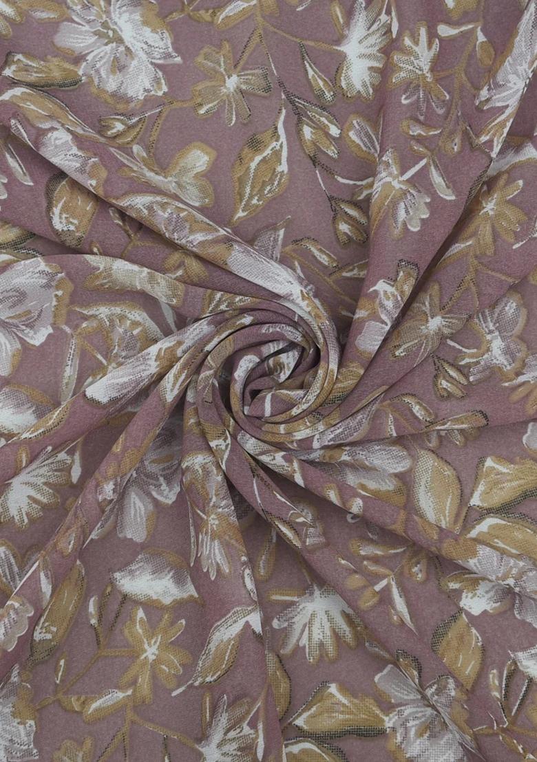 Purple Printed Georgette Lehenga Set - Indya