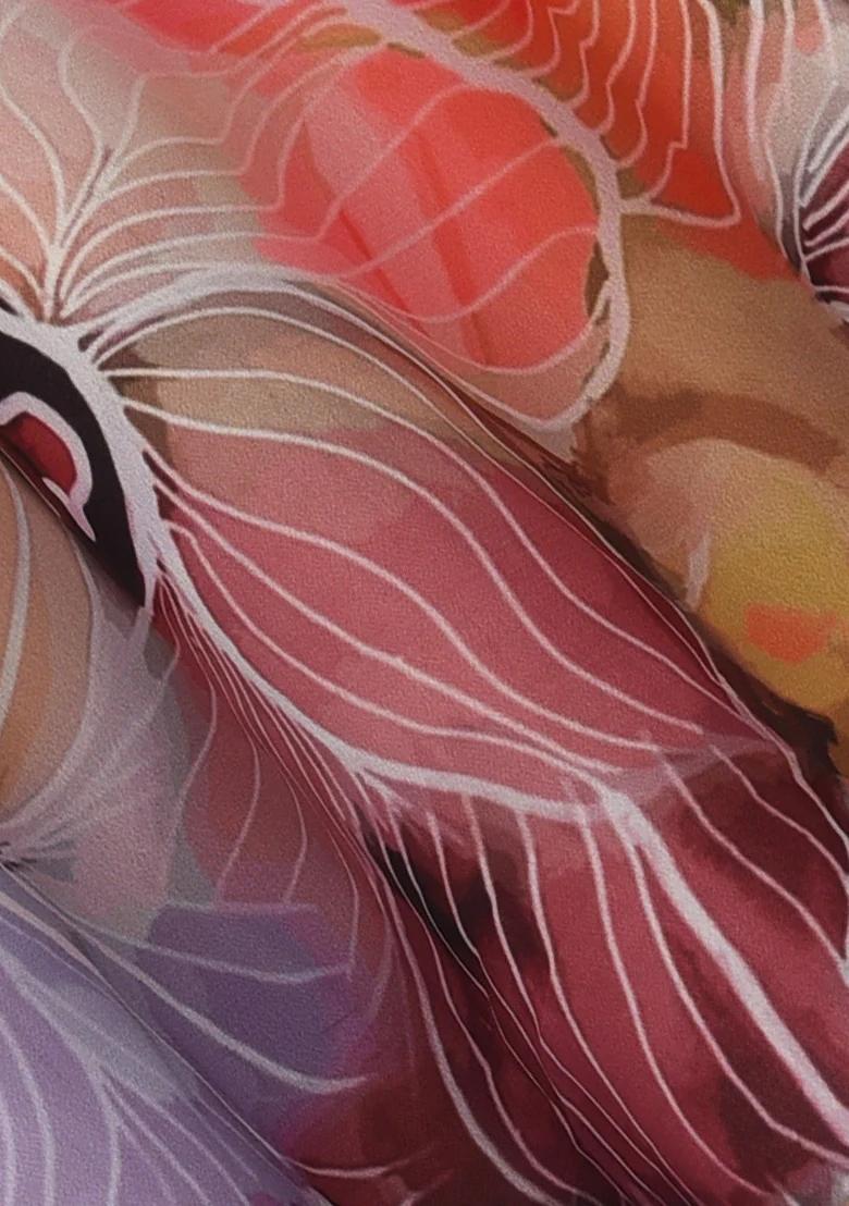 Multicolor Printed Georgette Lehenga Set - Indya