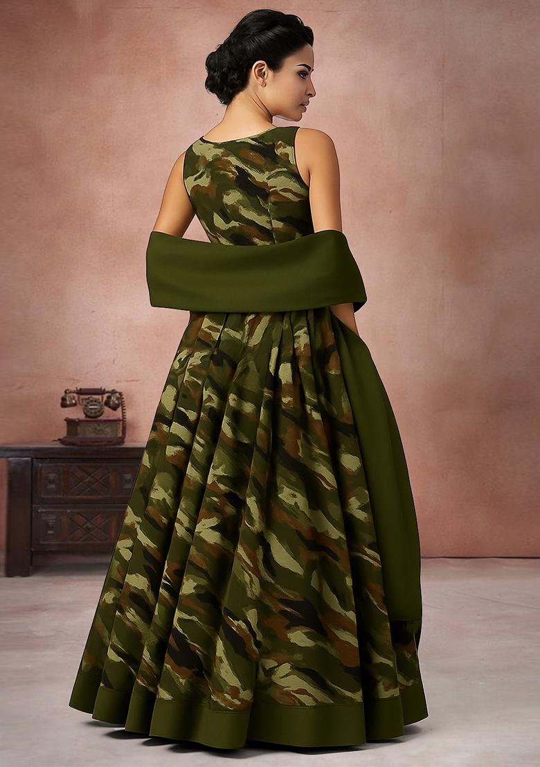 Multicolor Printed Georgette Lehenga Set - Indya