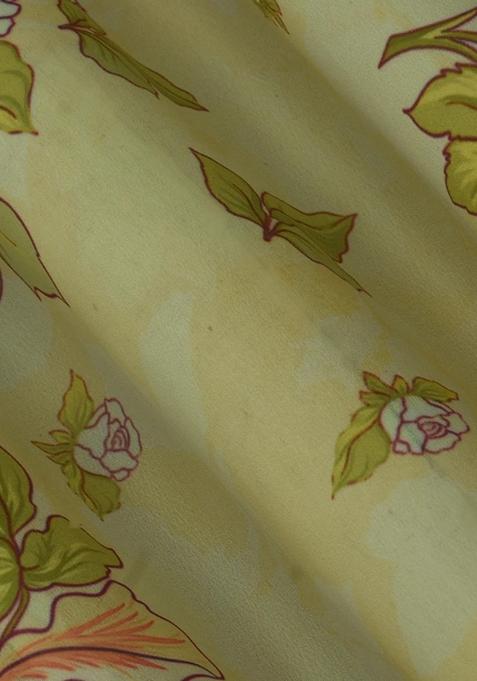 Yellow Printed Georgette Lehenga Set