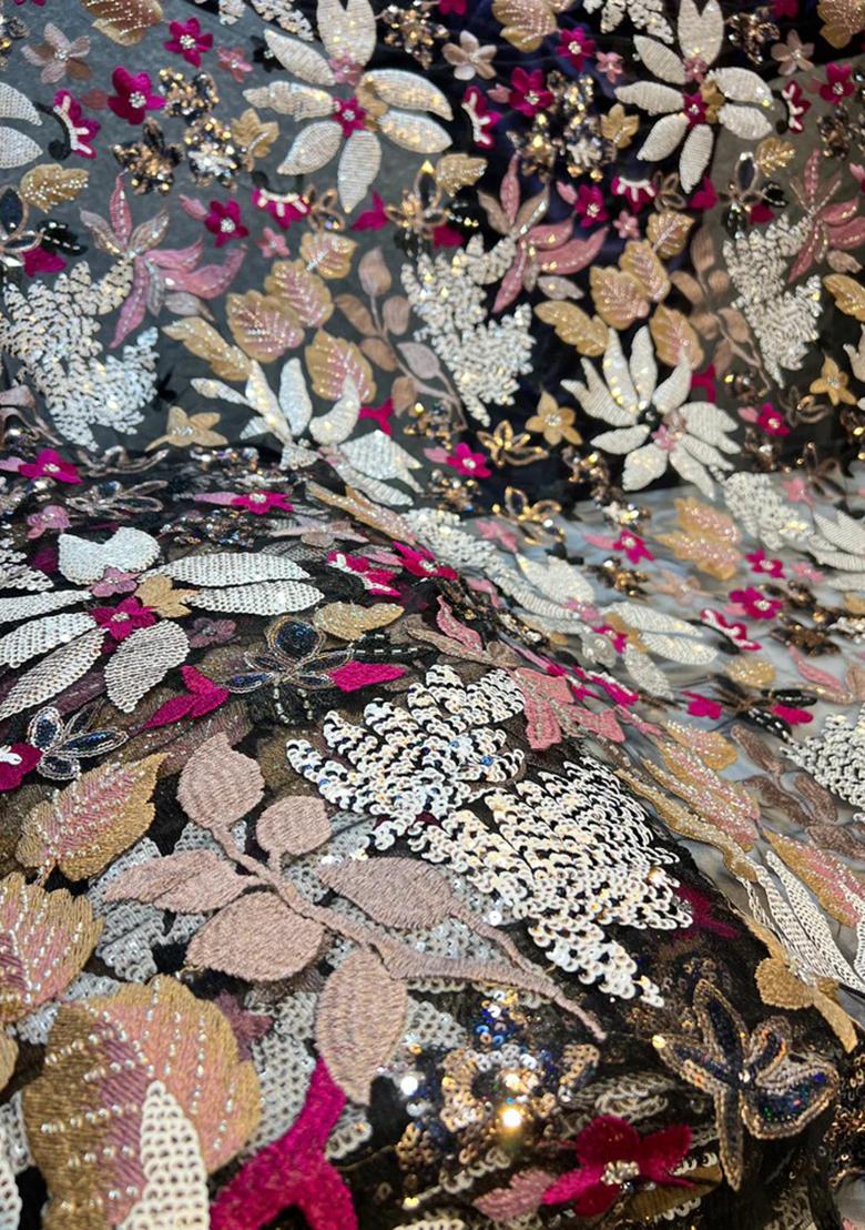 Peach Embroidered Blouse With Lehenga Set