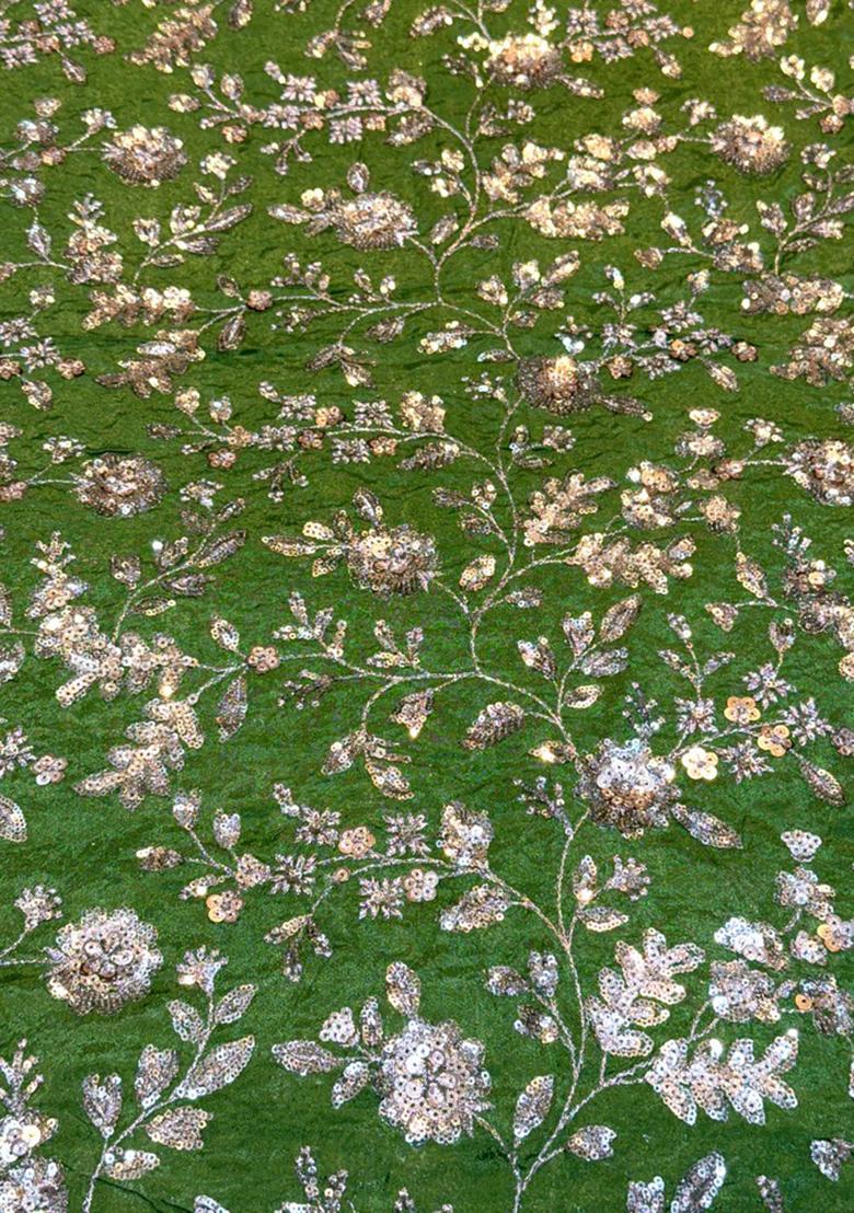 Green Embellished Blouse With Lehenga Set