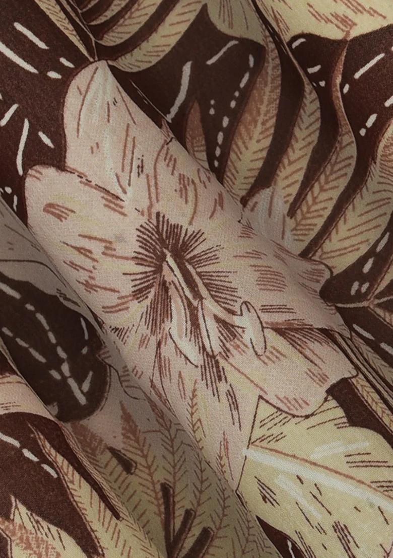 Chocolate Brown Georgette Printed Lehenga Set - Indya