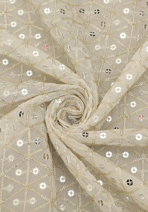 Off White Georgette Embroidered Lehenga Set