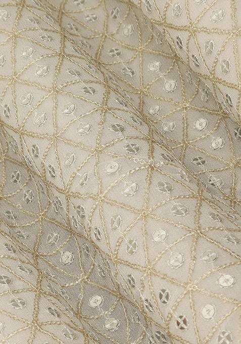 Off White Georgette Embroidered Lehenga Set