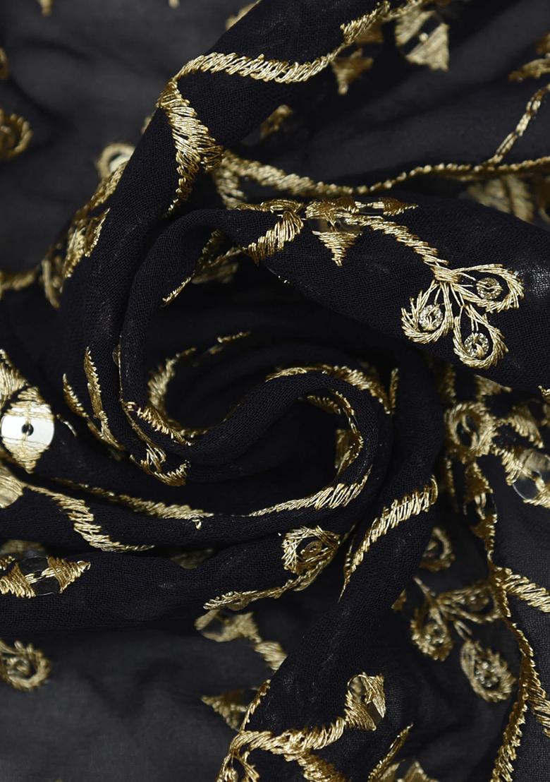 Black Georgette Embroidered Lehenga Set