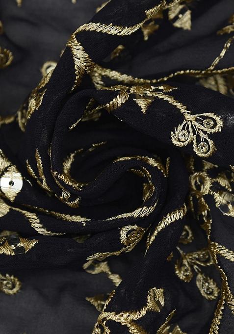 Black Georgette Embroidered Lehenga Set