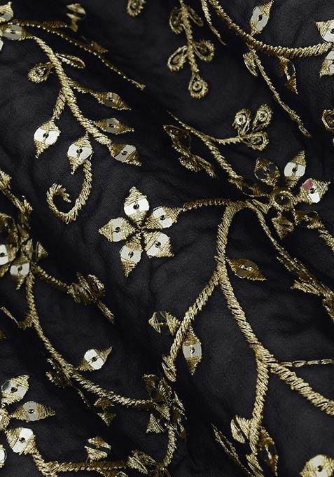 Black Georgette Embroidered Lehenga Set