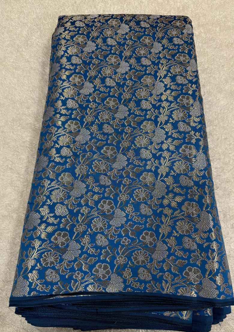 Blue Jacquard Brocade Lehenga Set - Indya