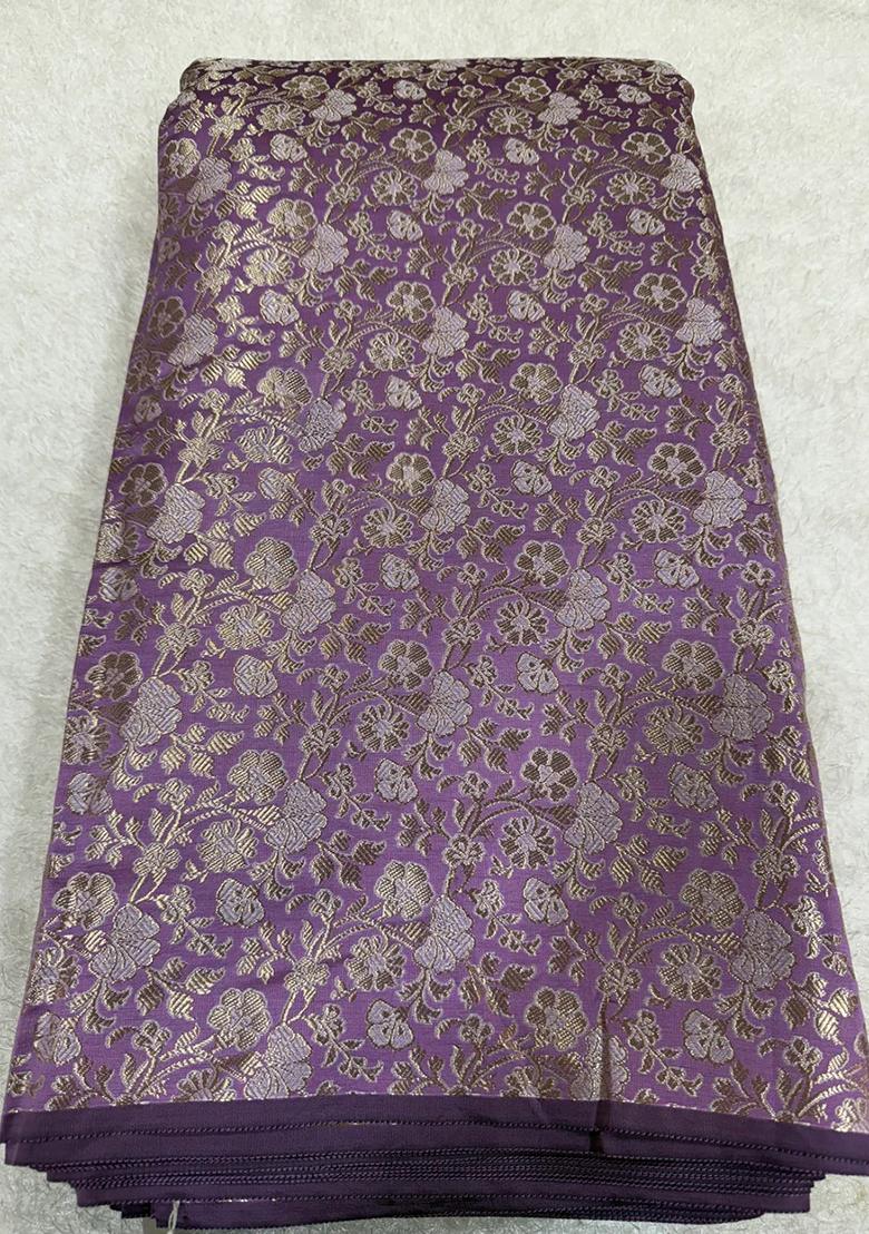 Purple Jacquard Brocade Lehenga Set - Indya