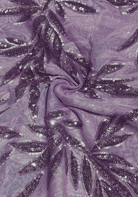 Grey Sequin Embellished Blouse Chinon Lehenga Set