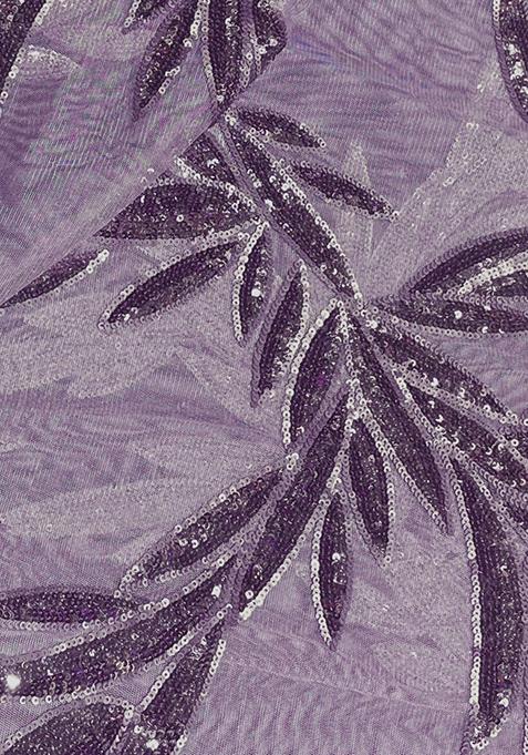 Grey Sequin Embellished Blouse Chinon Lehenga Set