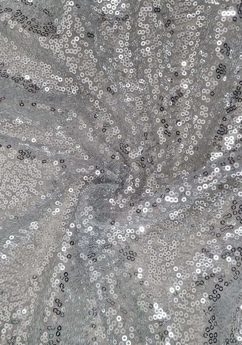 Grey Sequin Embellished Net Lehenga Set