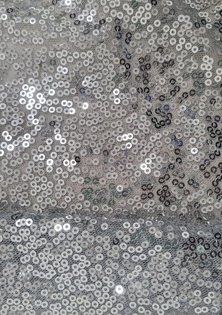 Grey Sequin Embellished Net Lehenga Set - Indya