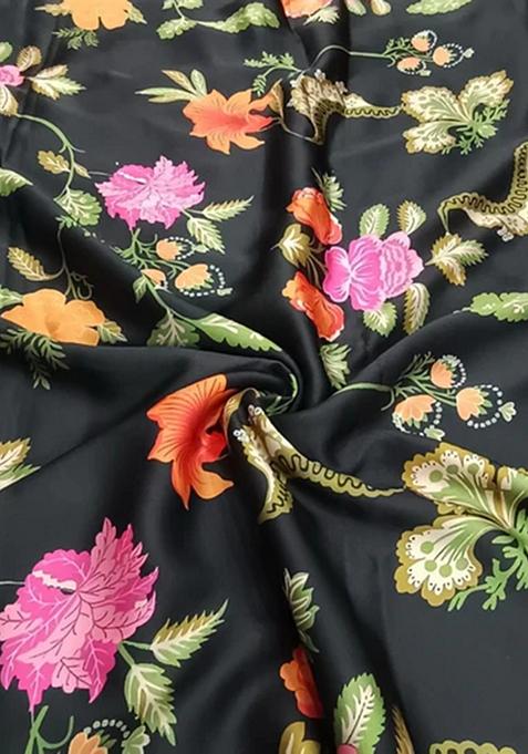 Black Printed Georgette Lehenga Set