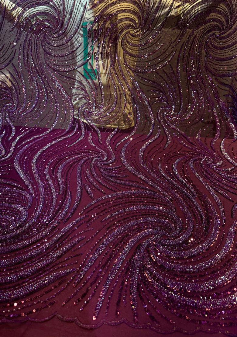 Purple Sequin Embroidered Chinnon Lehenga Set