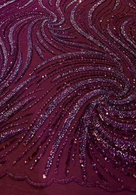 Purple Sequin Embroidered Chinnon Lehenga Set