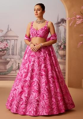 Pink Embroidered Organza Lehenga Set
