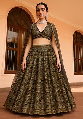 Black Sequin Embroidered Net Lehenga Set