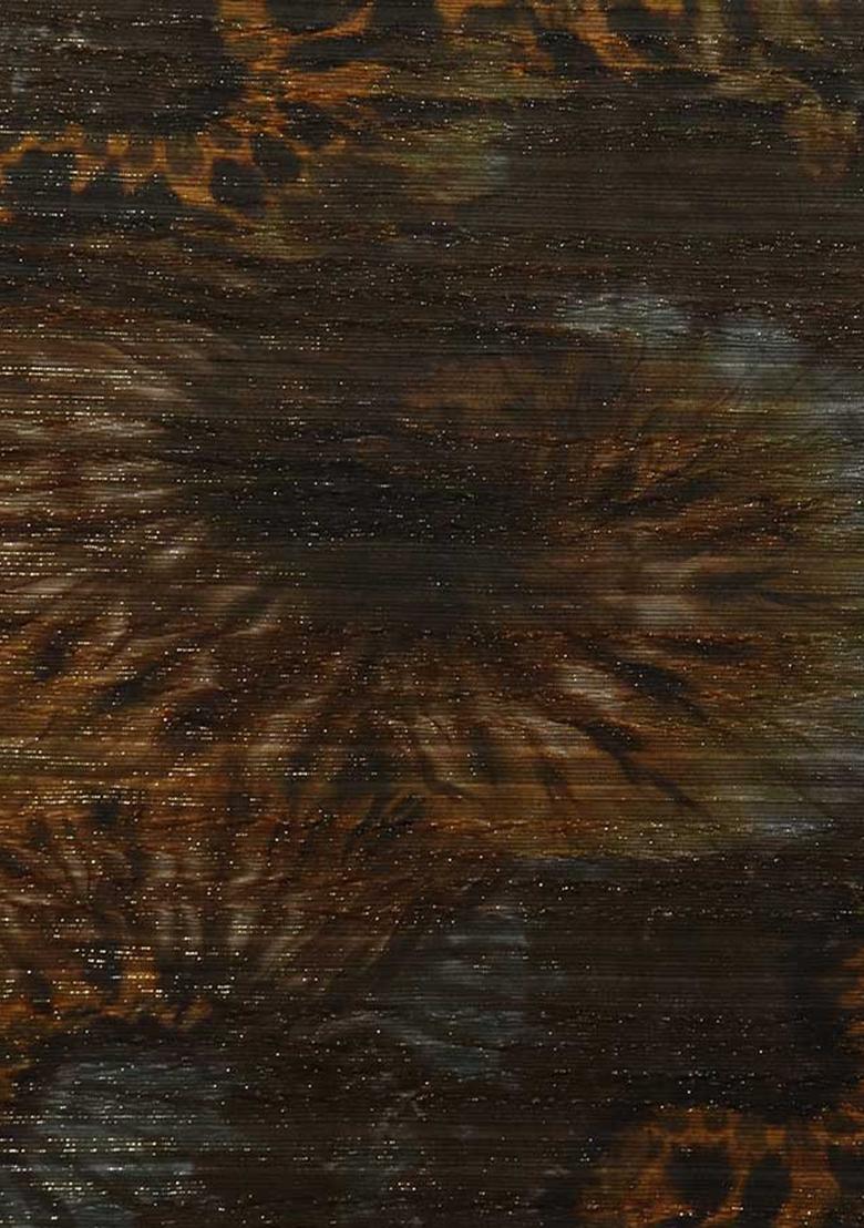 Copper Printed Pleated Lurex Lehenga Set - Indya