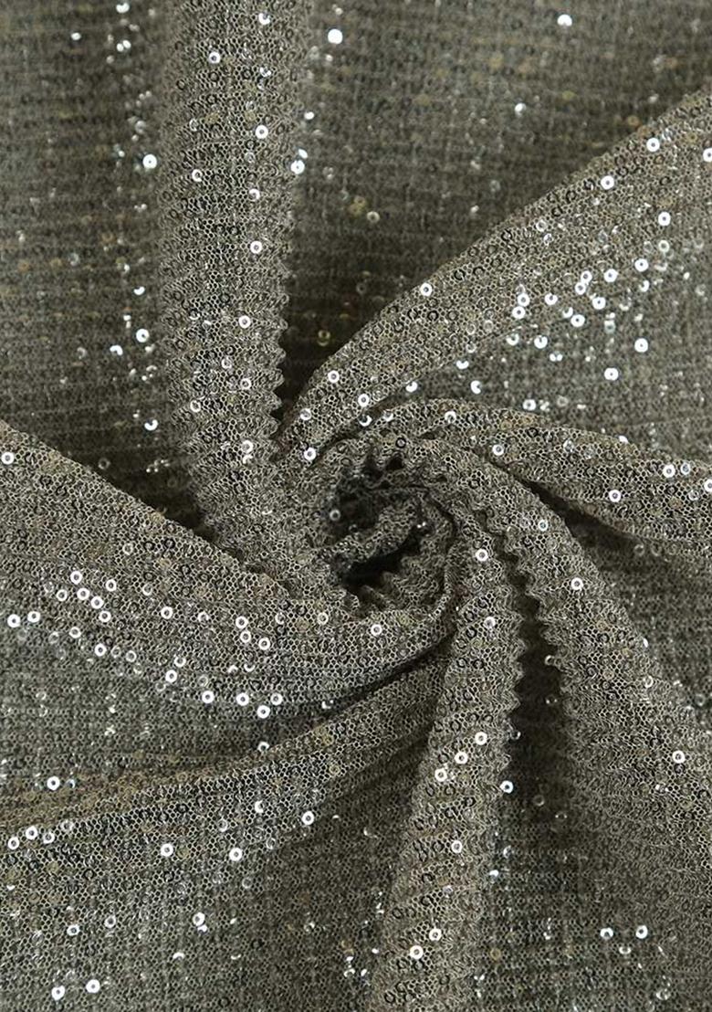 Grey Sequin Embellished Net Lehenga Set