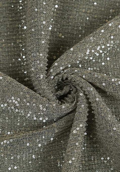 Grey Sequin Embellished Net Lehenga Set