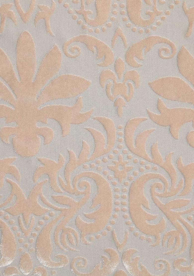 Peach Self Design Velvet Lehenga Set - Indya