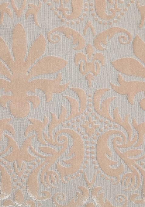 Peach Self Design Velvet Lehenga Set