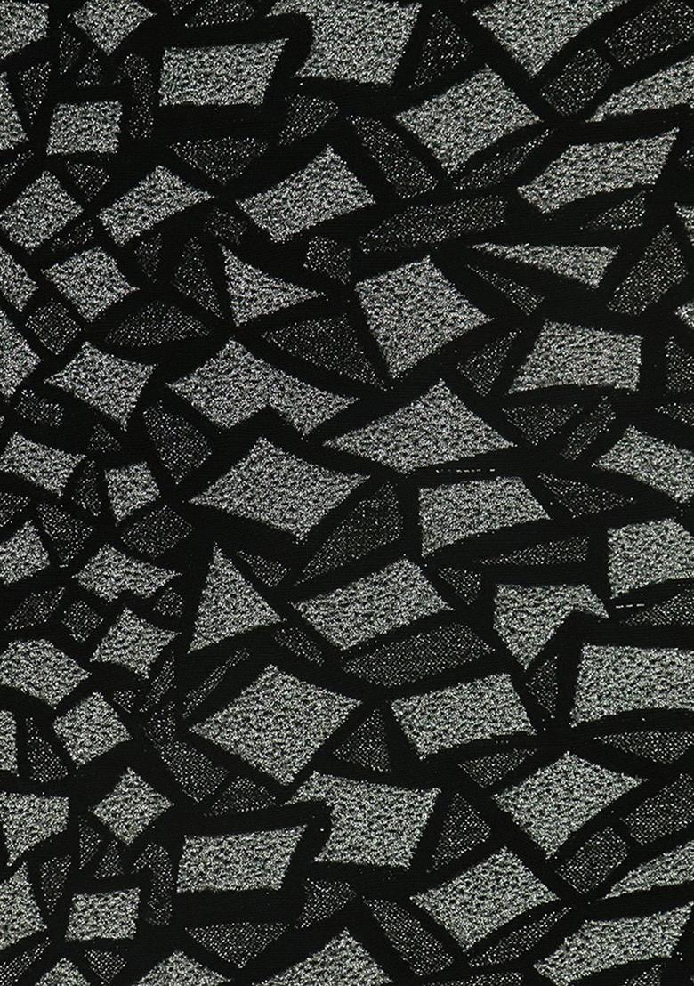 Black And Silver Self Design Lurex Knit Lehenga Set