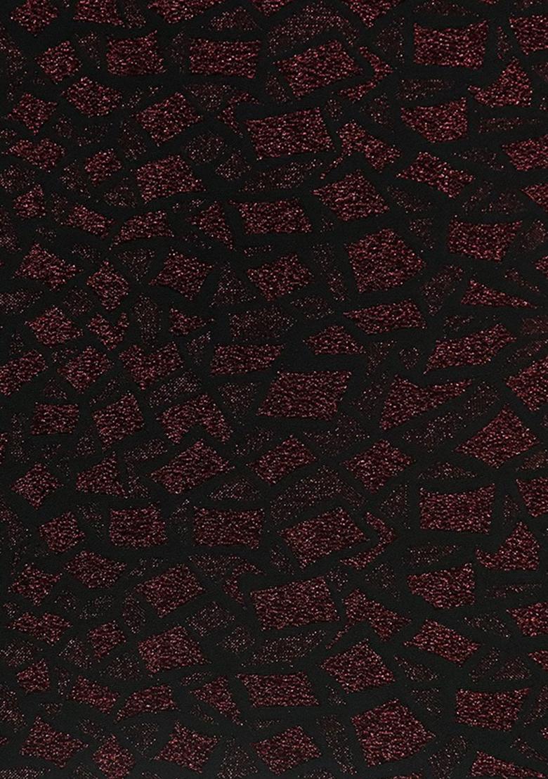 Black And Maroon Self Design Lurex Knit Lehenga Set