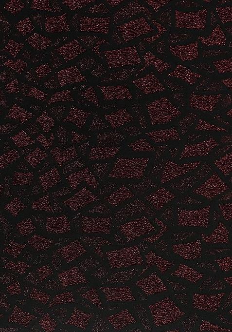 Black And Maroon Self Design Lurex Knit Lehenga Set