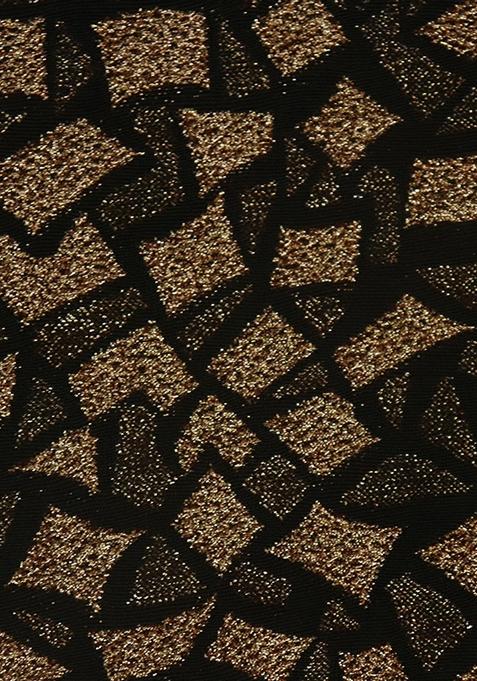 Black And Rose Gold Self Design Lurex Knit Lehenga Set