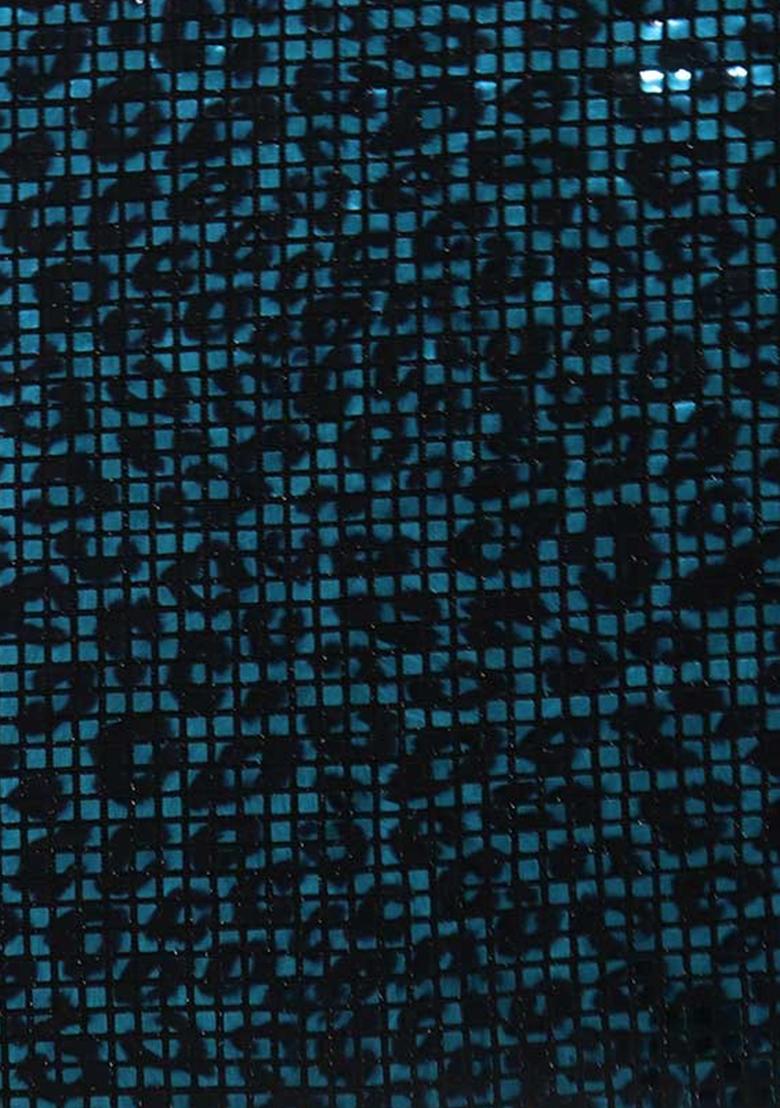 Turquosie Sequin Embellished Metallic Knit Lehenga Set - Indya