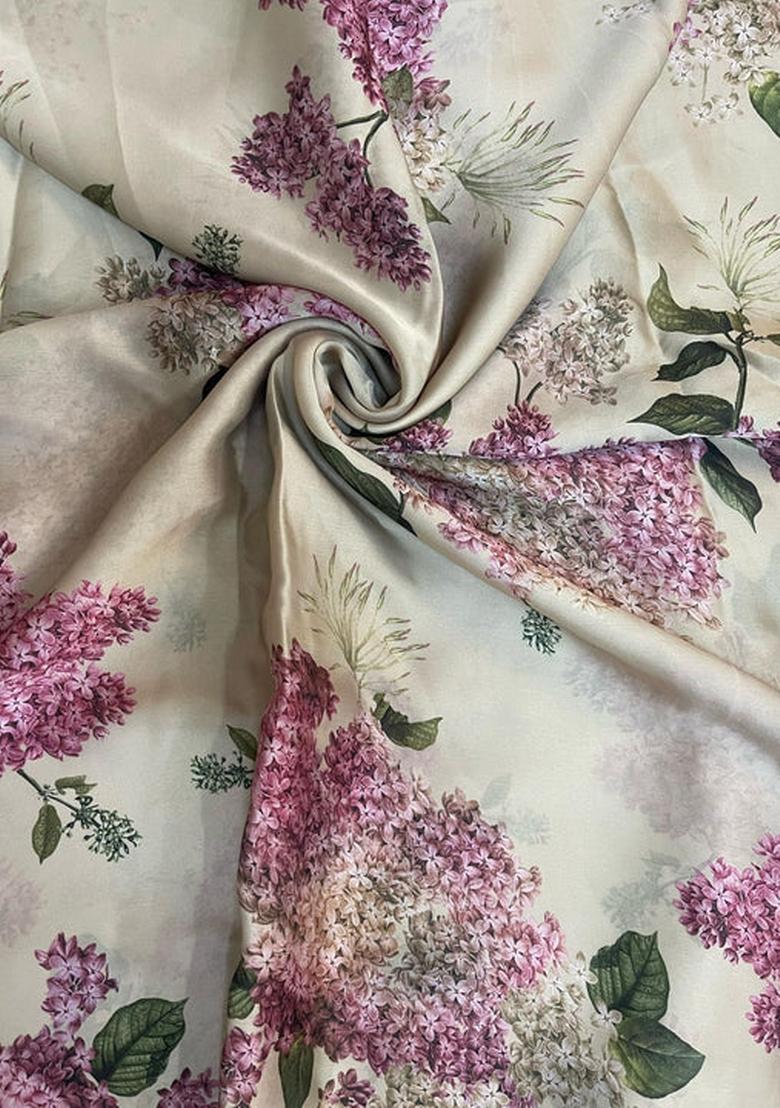 Beige Printed Georgette Lehenga Set