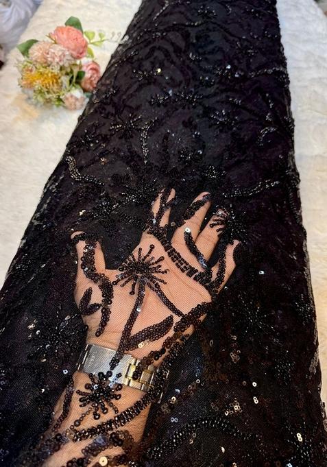 Black Embellished Net Lehenga Set