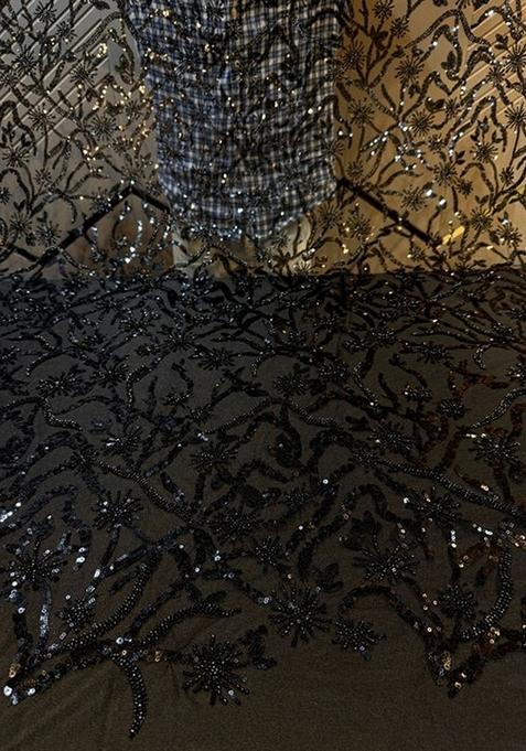 Black Embellished Net Lehenga Set