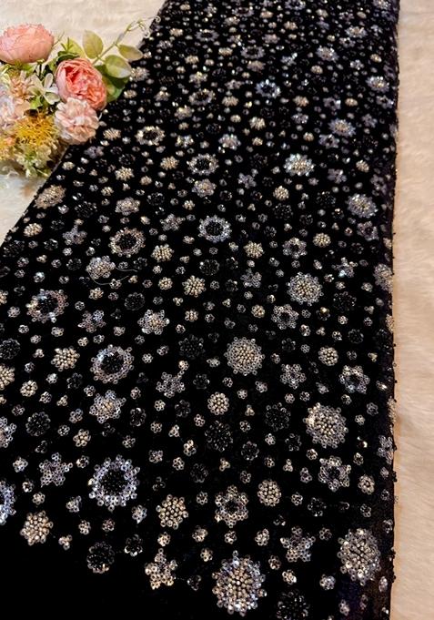 Black Embroidered Blouse Georgette Lehenga Set