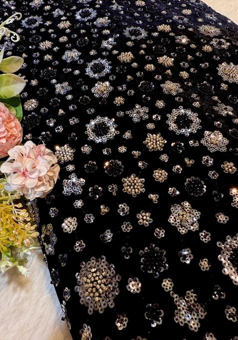 Black Embroidered Blouse Georgette Lehenga Set