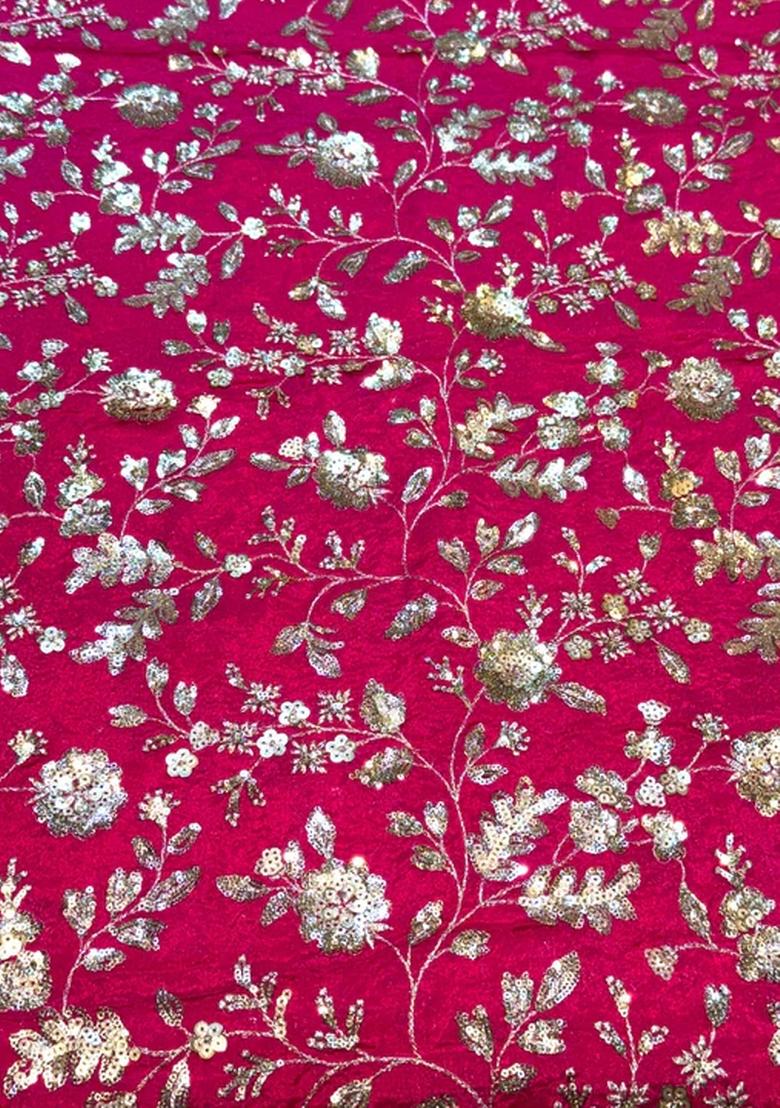 Pink Embroidered Chinon Lehenga Set - Indya