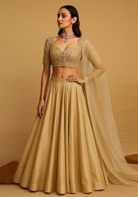 Gold Embellished Blouse Georgette Lehenga Set