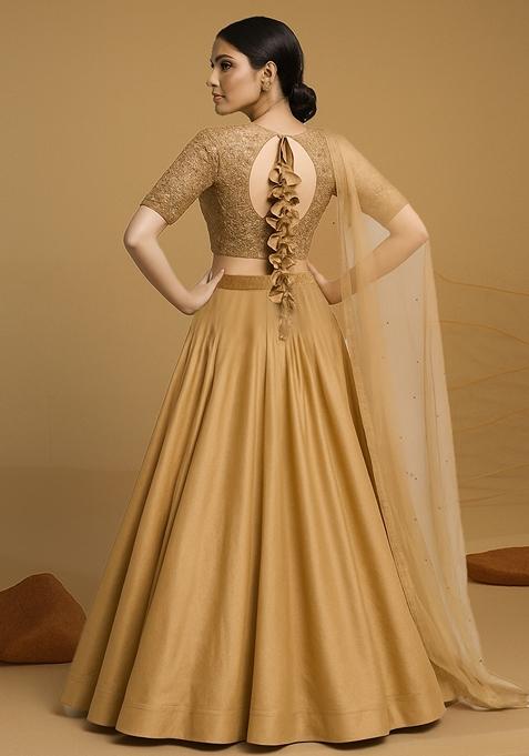 Gold Embellished Blouse Georgette Lehenga Set