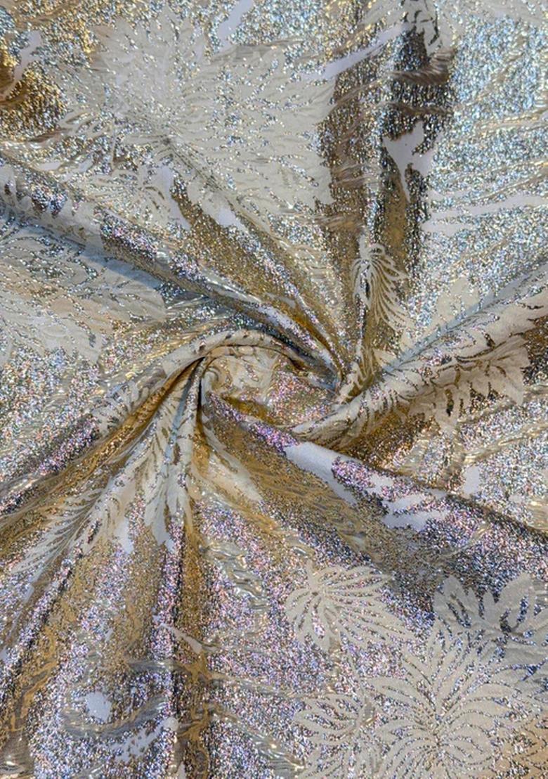 Beige Embellished Blouse Organza Lehenga Set