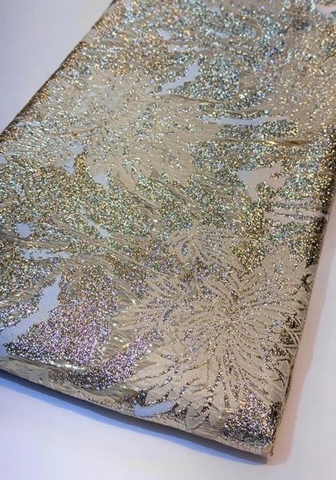 Beige Embellished Blouse Organza Lehenga Set