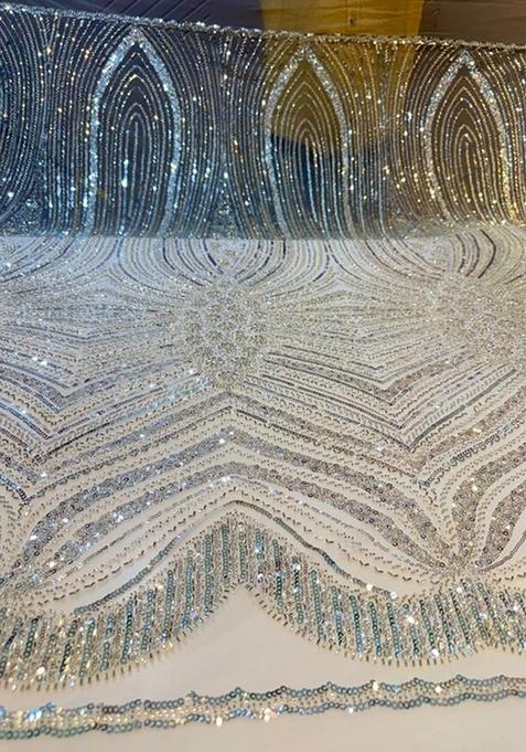 Off White Embellished Blouse Georgette Lehenga Set