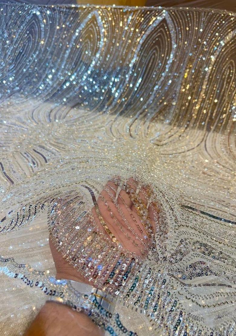 Biege Embellished Blouse Georgette Lehenga Set