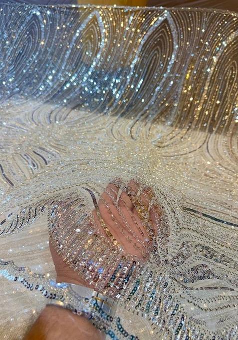 Biege Embellished Blouse Georgette Lehenga Set