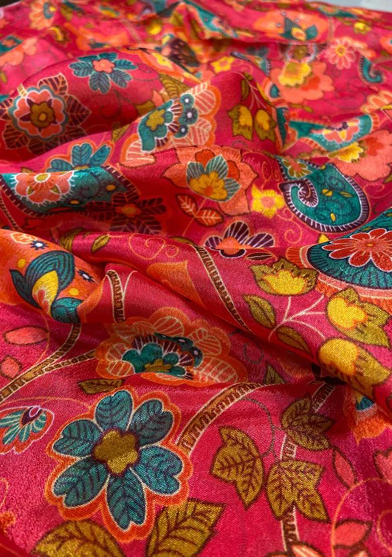 Multicolor Chiffon Printed Lehenga Set